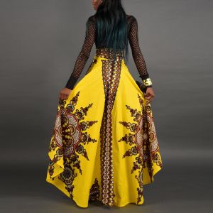 חצאית קיץ אפריקה שמלות נשים חצאית בתוספת גודל צהוב אדום חצאיות 